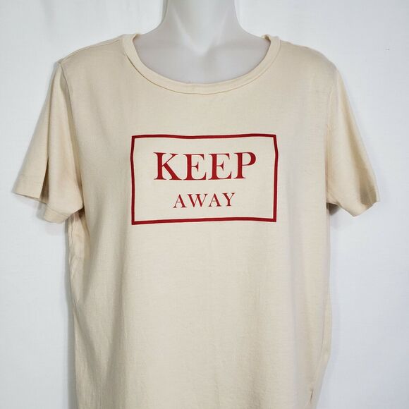 Forever 21 Womens Graphic T Shirt Tee Top Medium Ivory Keep Away Short Sleeve - Picture 3 of 7